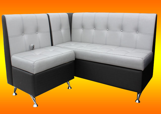 Черно-серый угловой диван для кухни «Квадро»