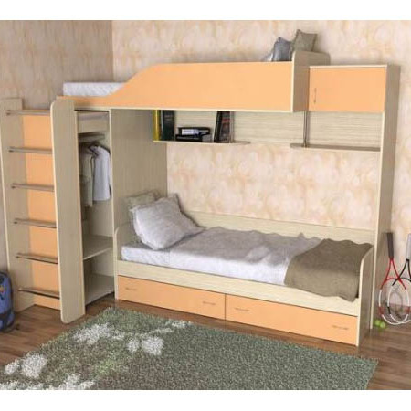 Детская кровать «Дуэт-3» со встроенным шкафом