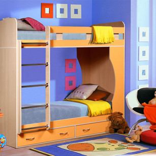 Двухъярусная кровать с оранжевыми вставками «Антошка-Дуэт»