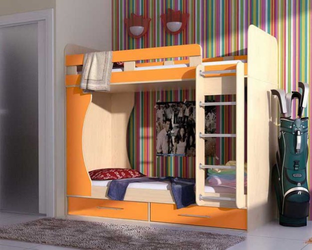 Кровать «Антошка-Дуэт» оранжевая