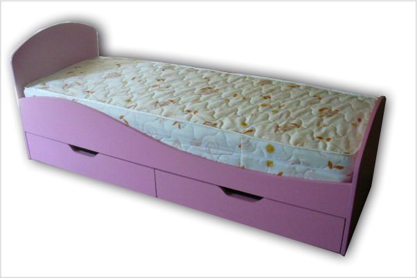 Кроватка детская розовая с матрасом