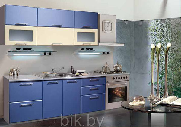 Кухня линейная синяя «Яна 2.0»