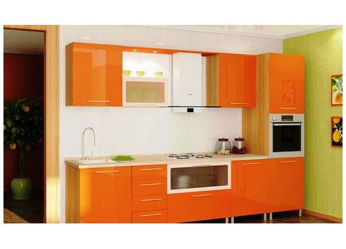 Кухня с фасадом оранжевый глянец