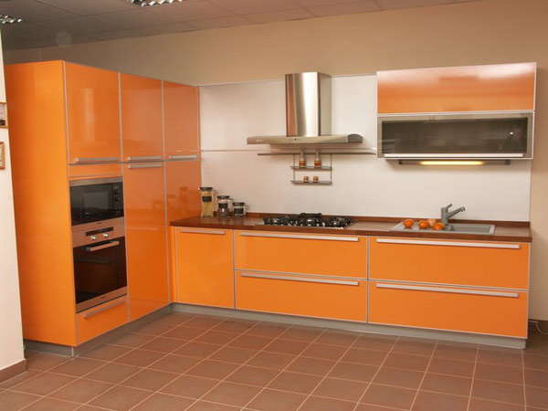 Кухня угловая оранжевый глянец
