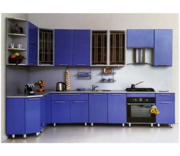 Кухня угловая синяя