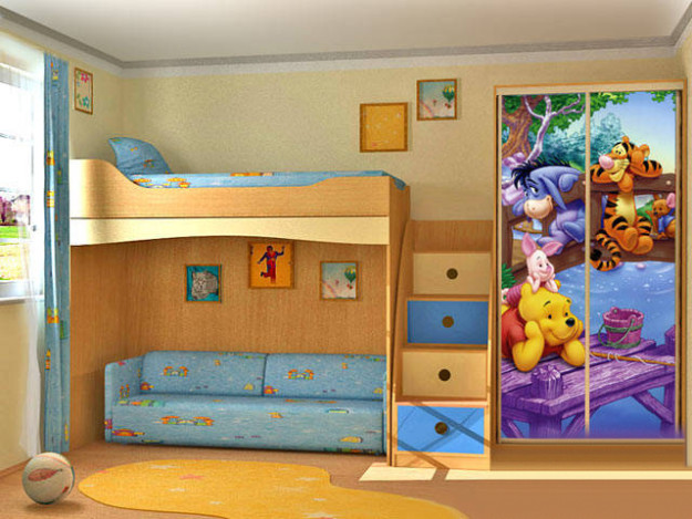 Мебель для детской со шкафом-купе «Винни-Пух»