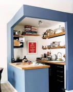 Мини-кухня для офиса голубая