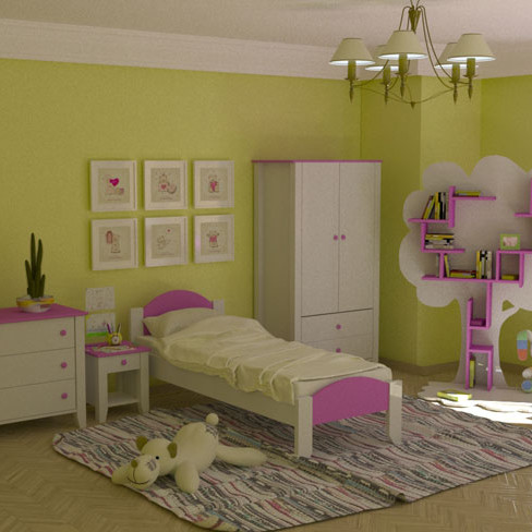 Набор мебели с розовыми элементами