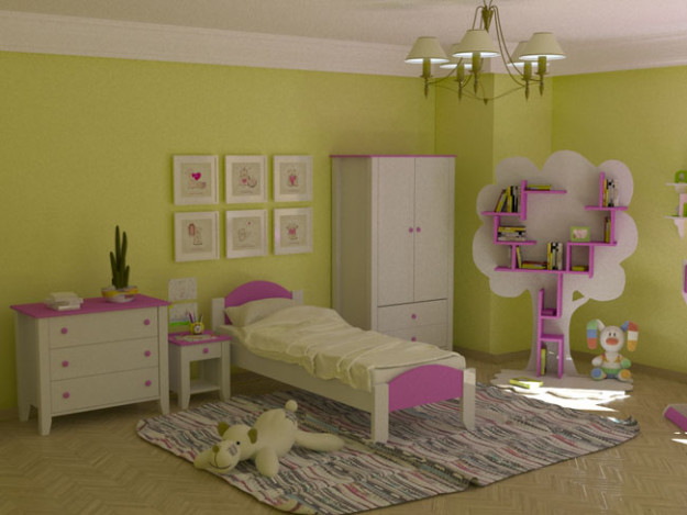 Набор мебели с розовыми элементами