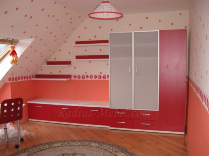 Шкаф комбинированный красный