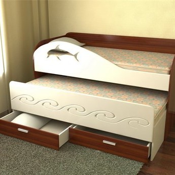 Выдвижная детская двуспальная кровать